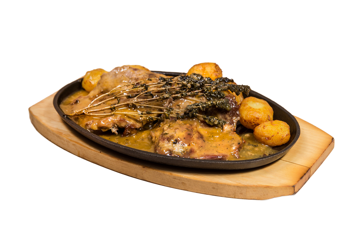 Ceafa de Porc in Sos de Miere cu Cartofi Aurii